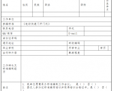 关于邀请参加编制《电动快速门开门机》团体标准的通知